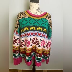 Kate Spade  Flower Intarsia wool blend Sweater NWT Size XXL